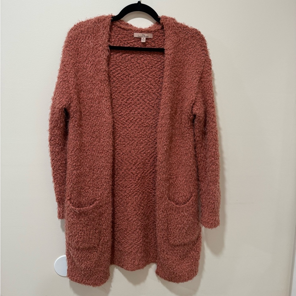 Love Tree Soft Pink Open-Front Cardigan